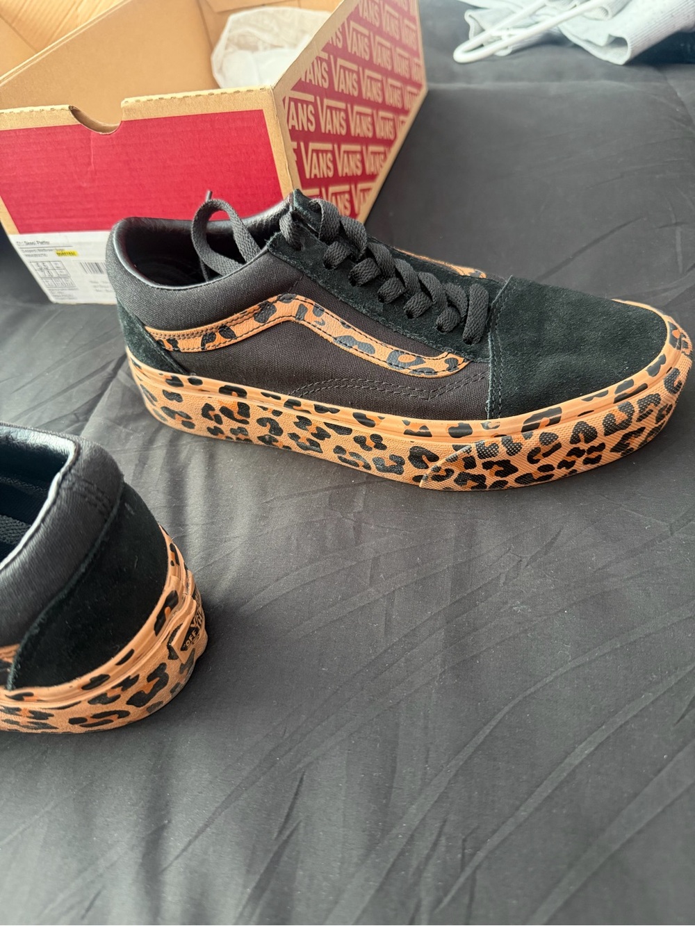 Vans Black Sneakers with Leopard Print Platform - Picture 3 of 6
